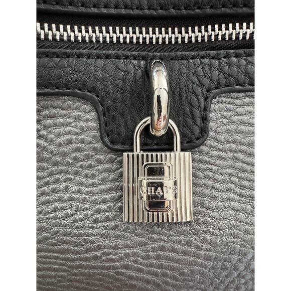 Ralph Lauren Chaps Pebbled 'Leather' Handbag Purse in Black & Silver - Picture 2 of 8